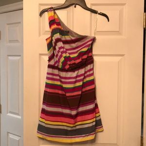 Stripped one shoulder dress